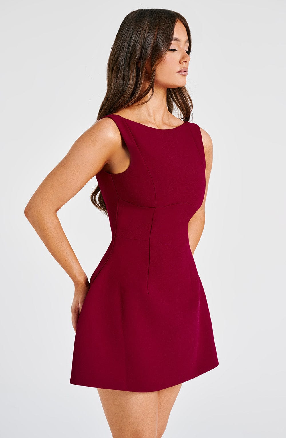 ZARIA MINI DRESS - WINE