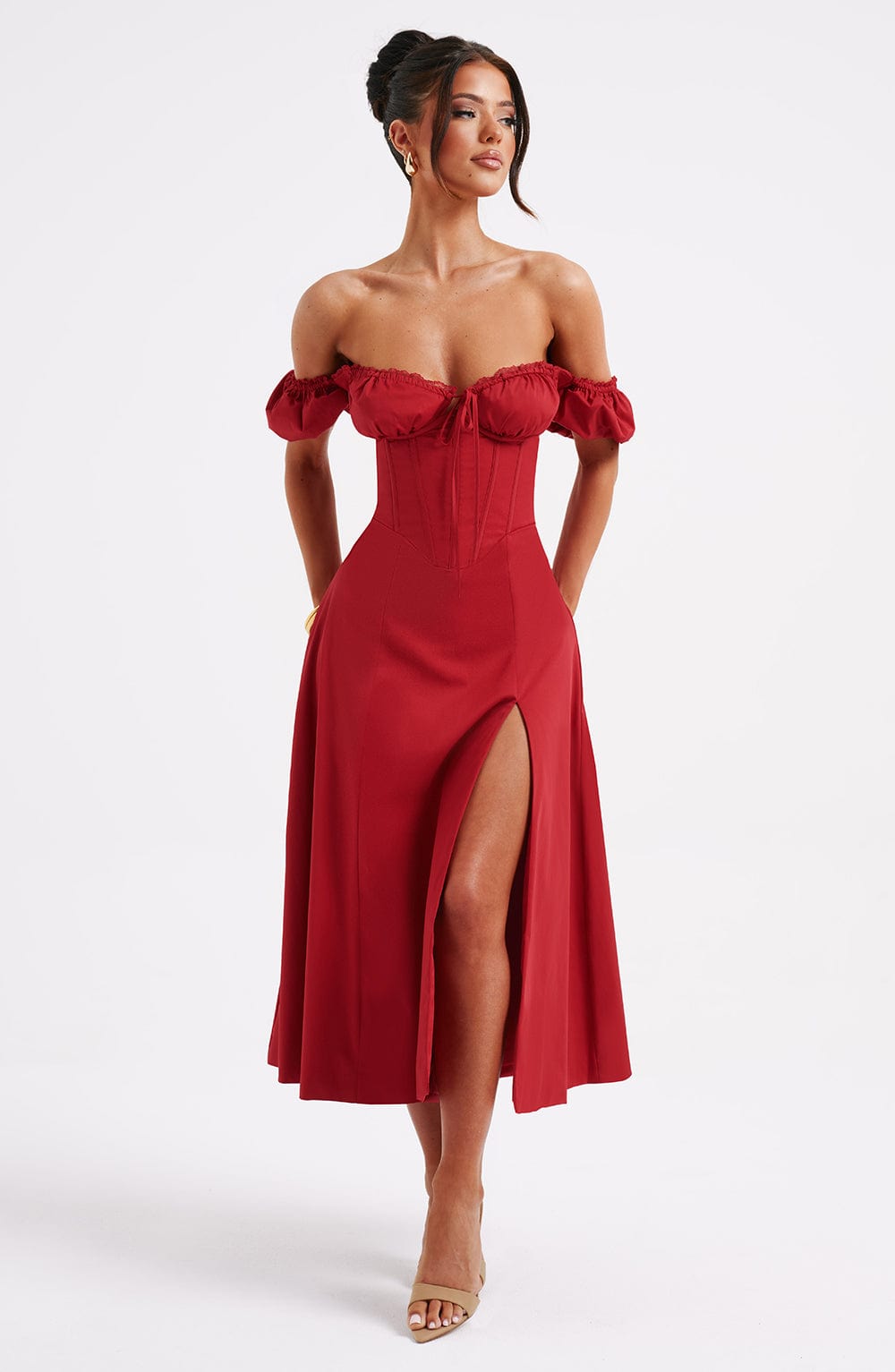 ROSALIA MIDI DRESS - RED