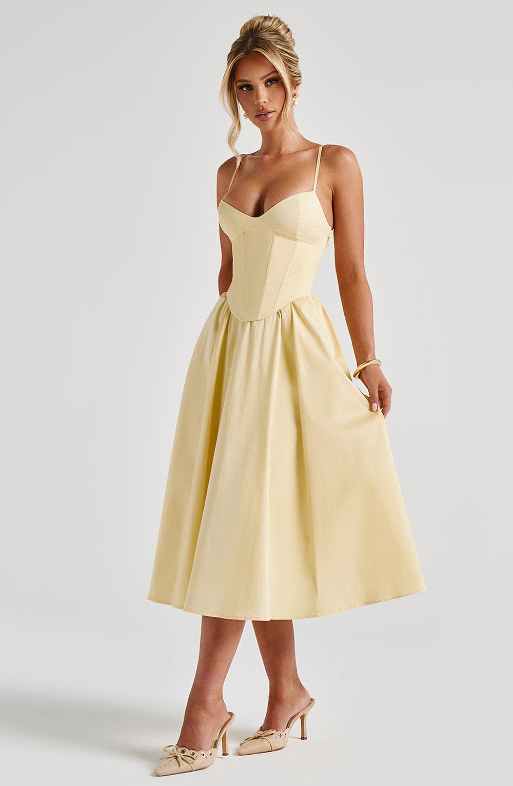 LELIA MIDI DRESS - LEMON