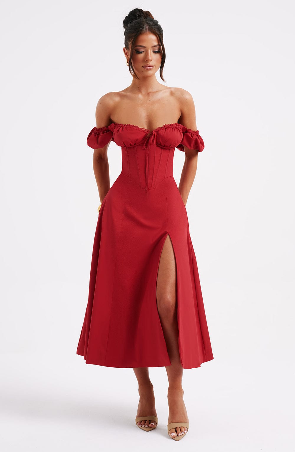 ROSALIA MIDI DRESS - RED