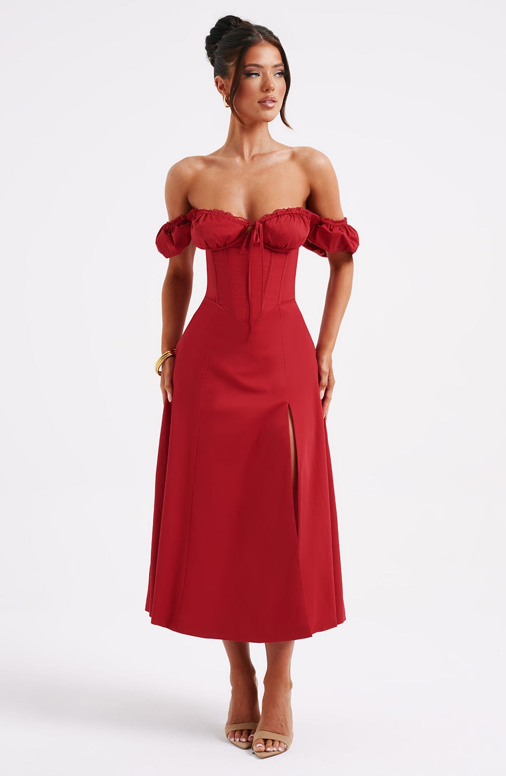 ROSALIA MIDI DRESS - RED
