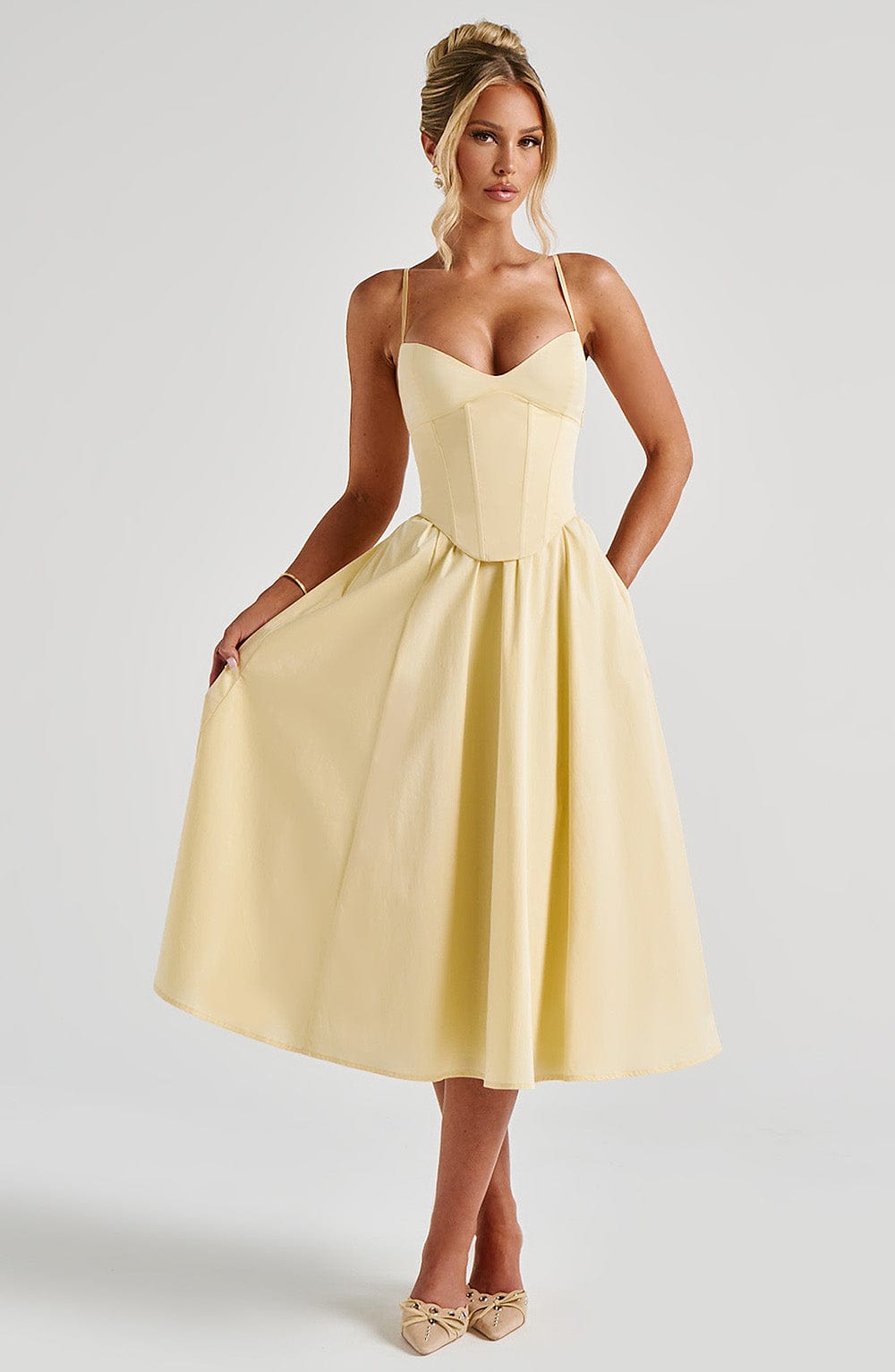 LELIA MIDI DRESS - LEMON