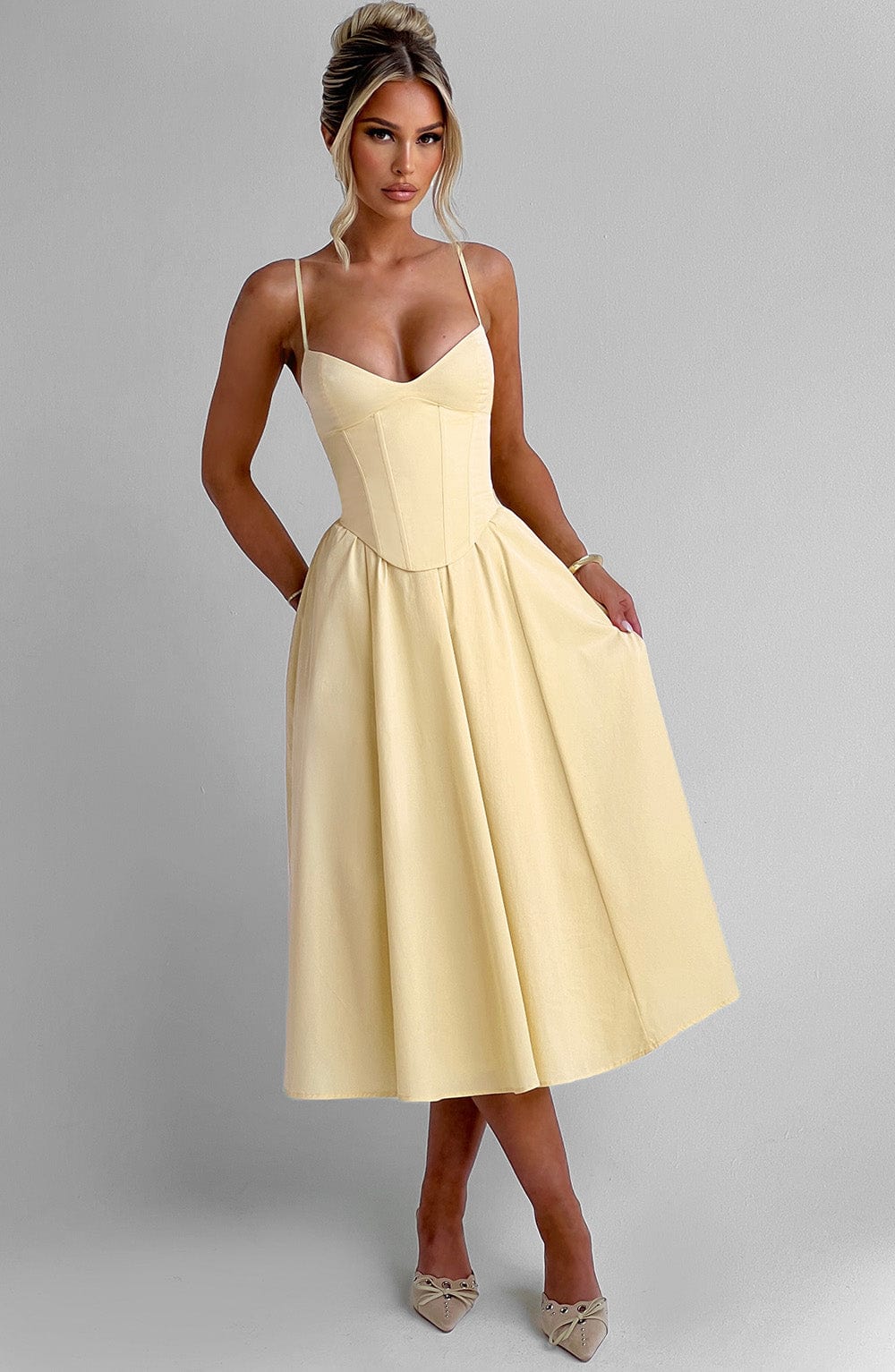 LELIA MIDI DRESS - LEMON